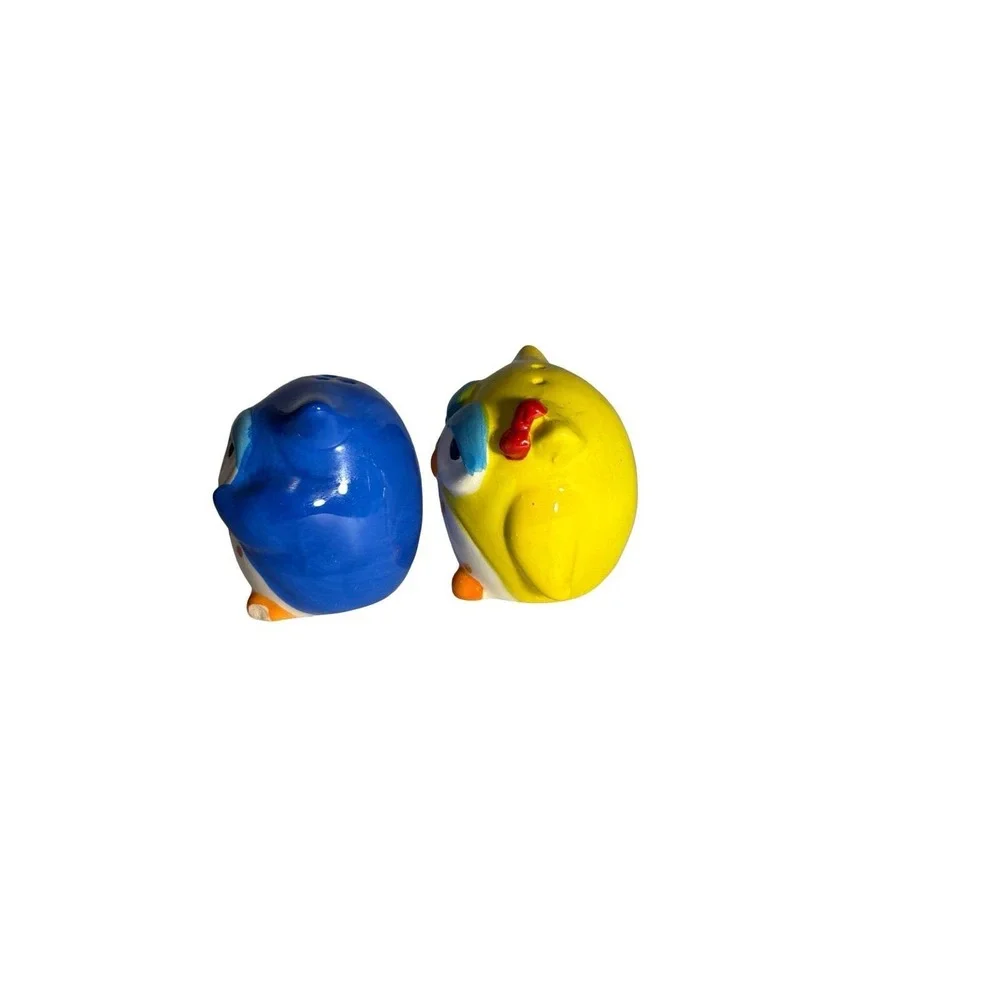 Vintage Sleepy Colorful Owl Salt And Pepper Shakers / Figurines 2